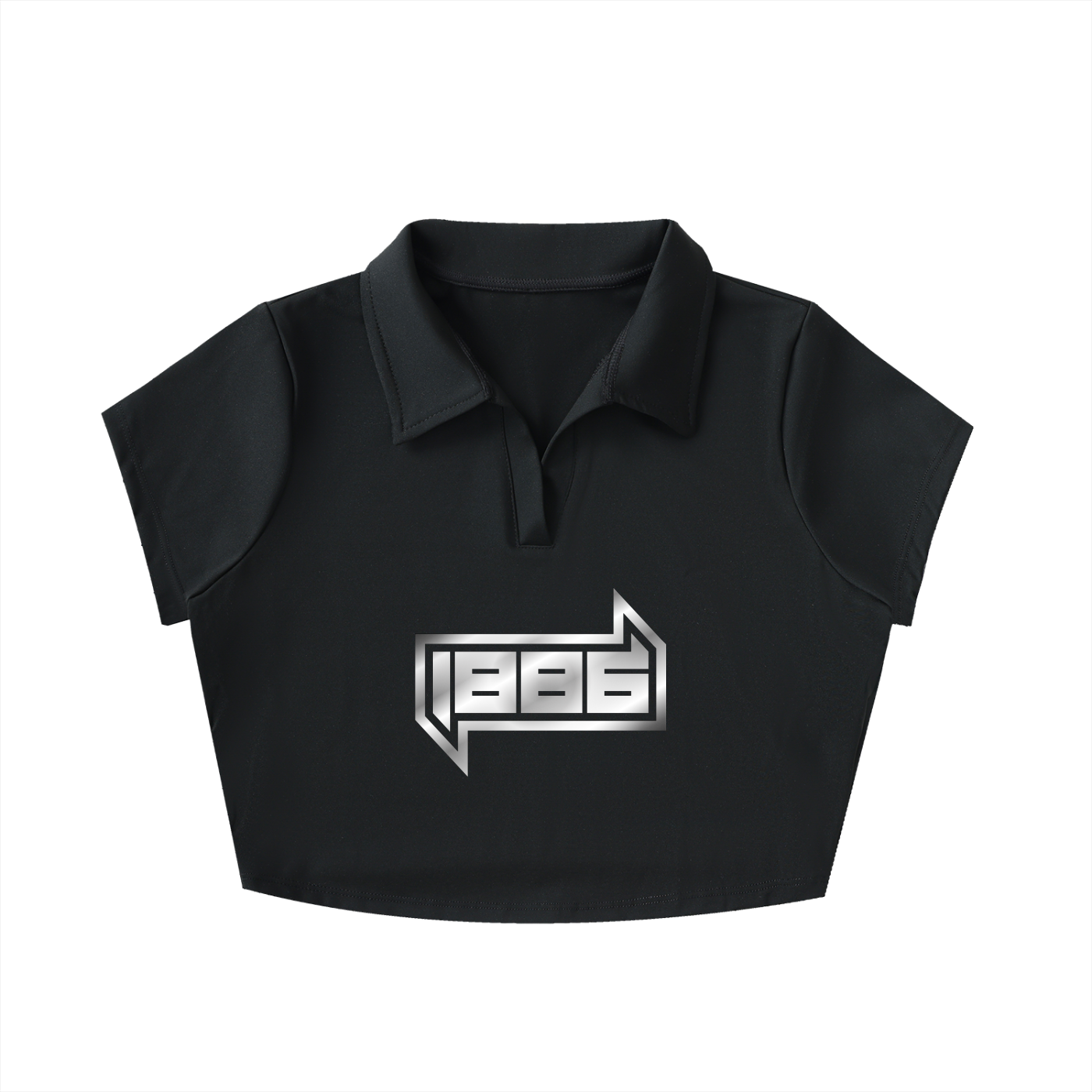 1886 Silver Womens V-Neck Lapel Crop Top