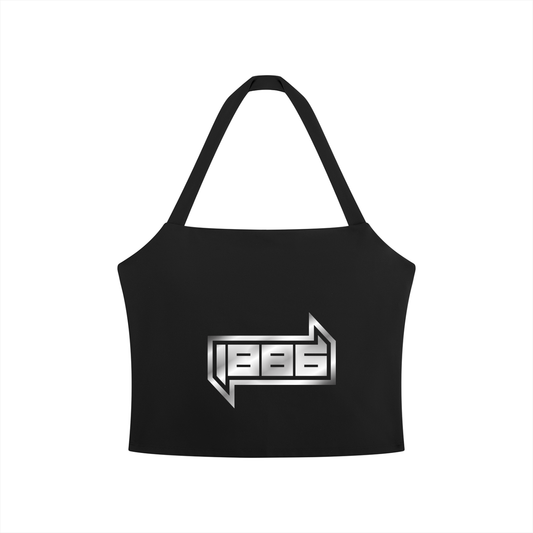 1886 Silver Women's Halter Crop Sports Bra