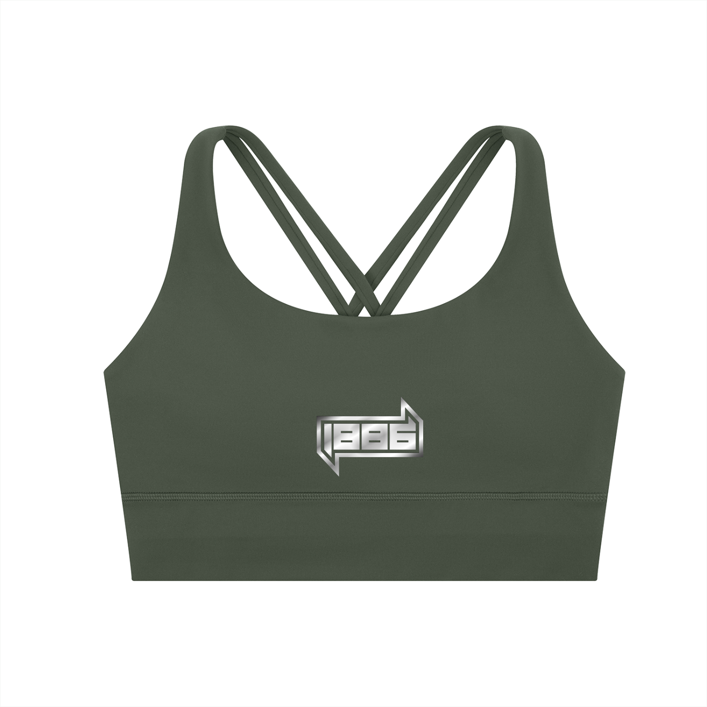 1886 Silver Strappy Criss-Cross Sports Bra