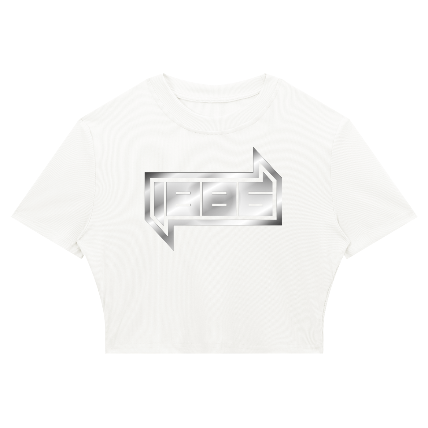 1886 Silver Women's Slim Ribbed Crop T-Shirt