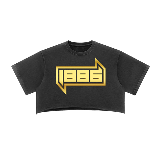 1886 Gold Snow Washed Raw Edge Crop Top