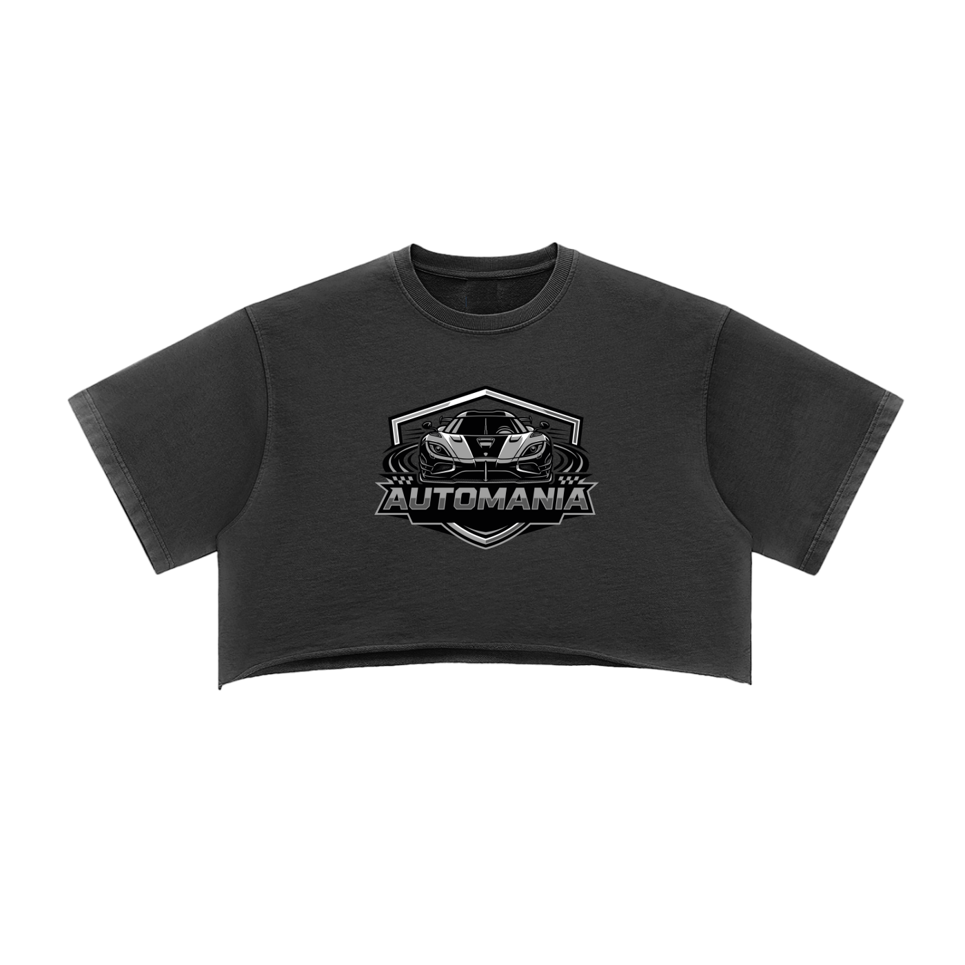 Automania Snow Washed Raw Edge Crop Top
