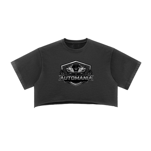 Automania Snow Washed Raw Edge Crop Top