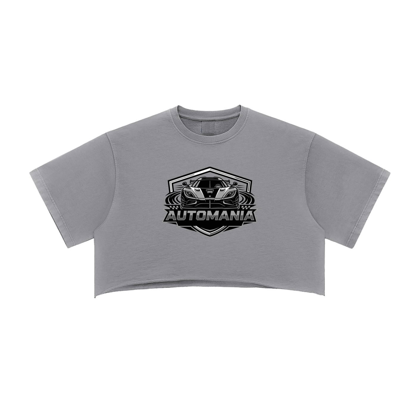 Automania Snow Washed Raw Edge Crop Top