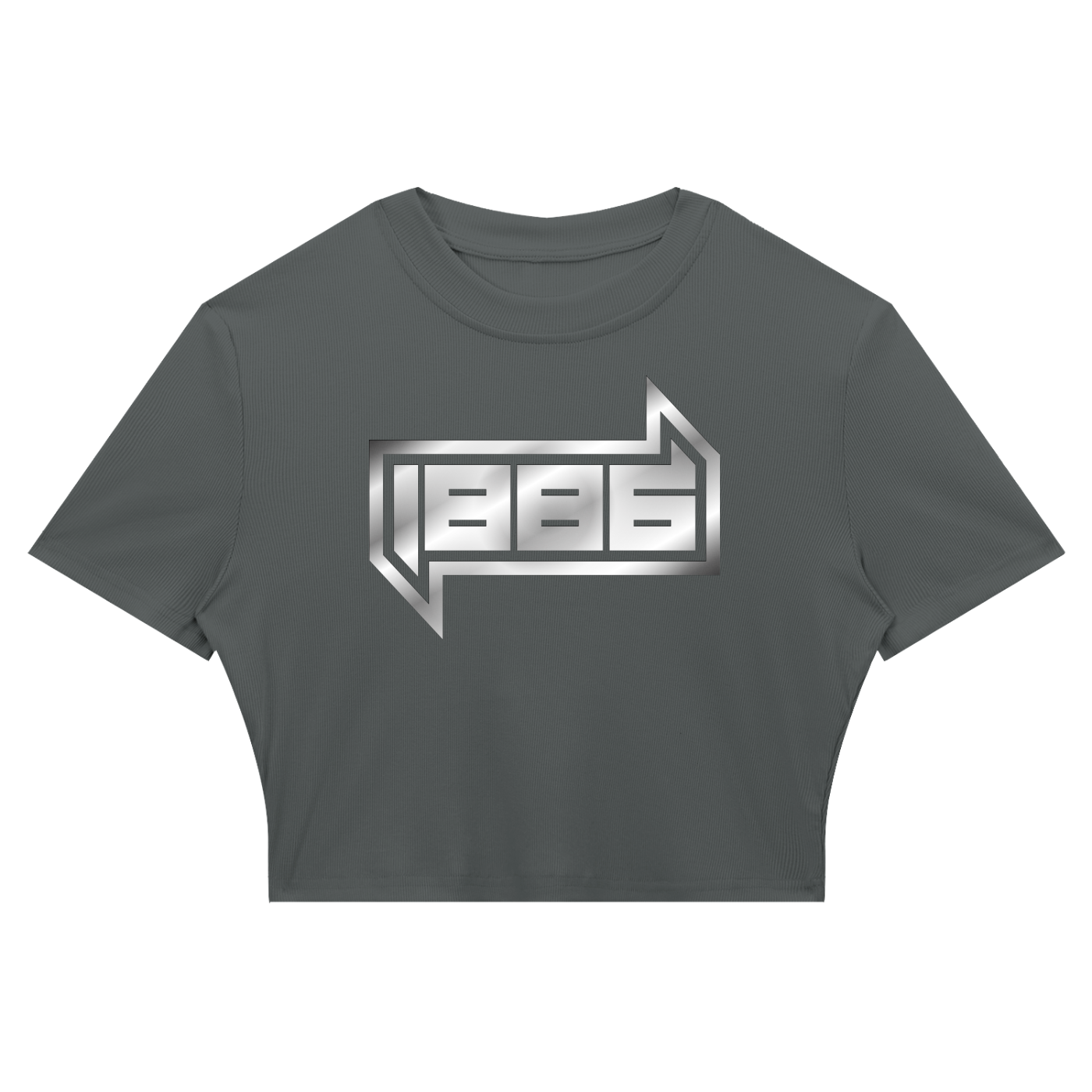 1886 Silver Women's Slim Ribbed Crop T-Shirt