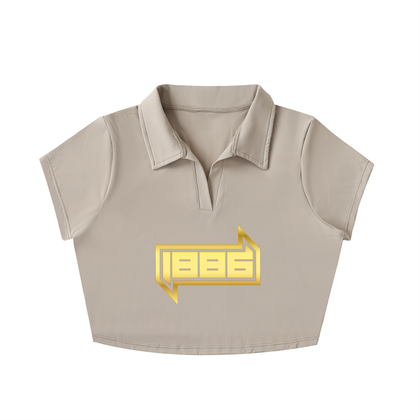 1886 Gold Womens V-Neck Lapel Crop Top