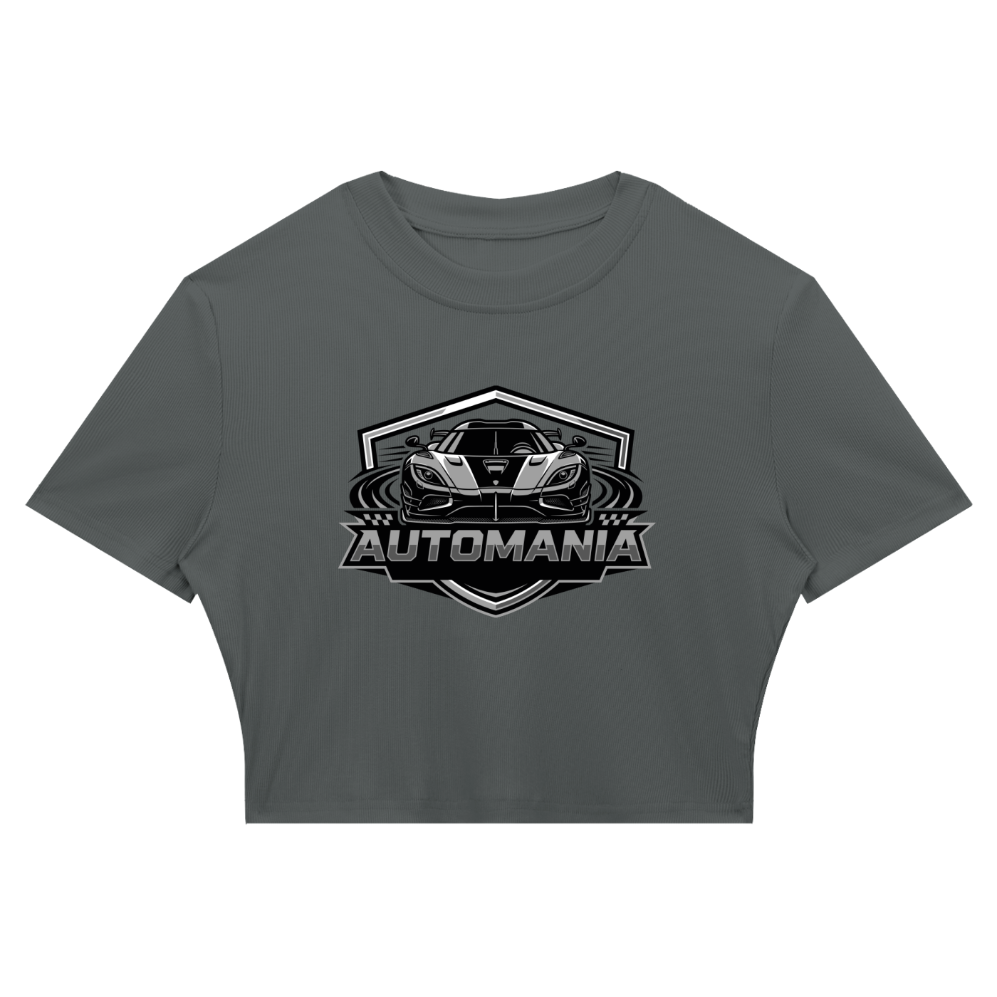 Automania Women's Slim Ribbed Crop T-Shirt