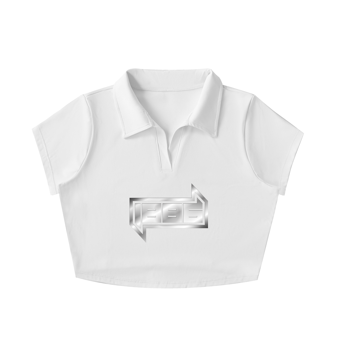 1886 Silver Womens V-Neck Lapel Crop Top