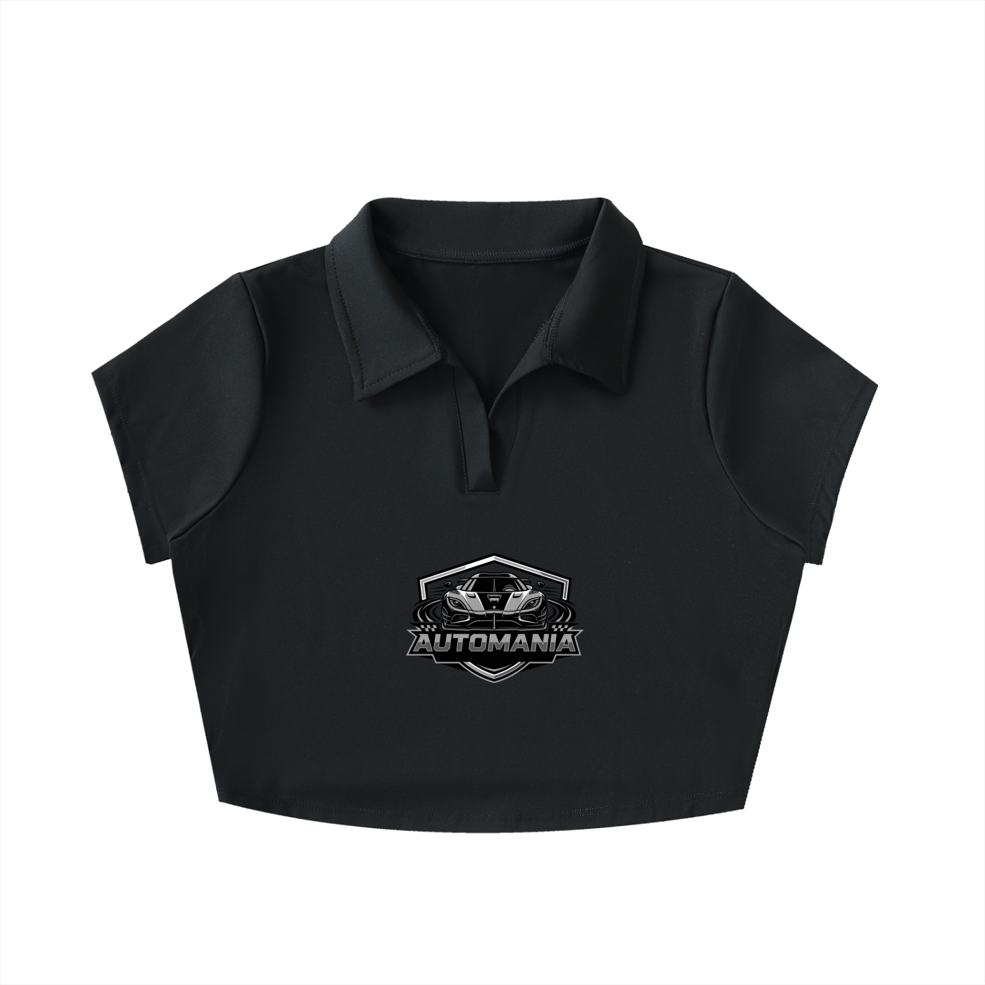 Automania V-Neck Lapel Crop Top