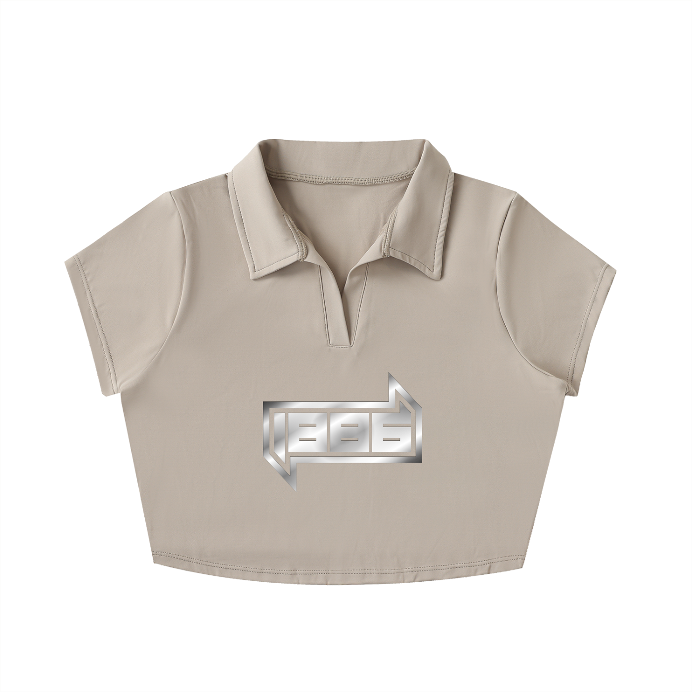 1886 Silver Womens V-Neck Lapel Crop Top