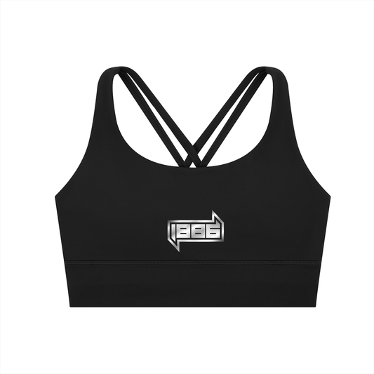 1886 Silver Strappy Criss-Cross Sports Bra