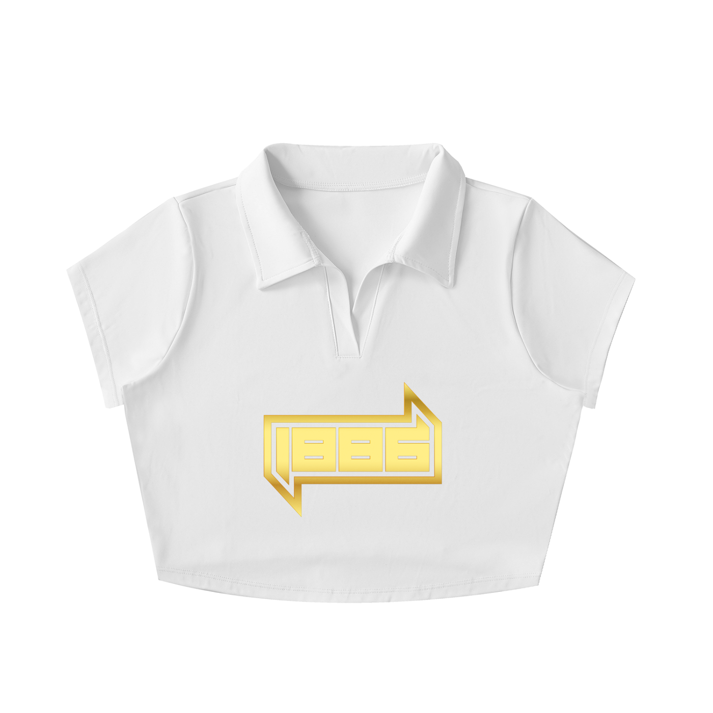 1886 Gold Womens V-Neck Lapel Crop Top